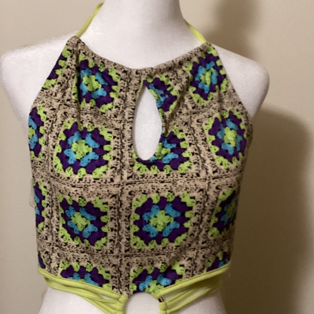 Neon Halter Dress with Openings and Double Ties -  NWT Sizes XS, S, M,
